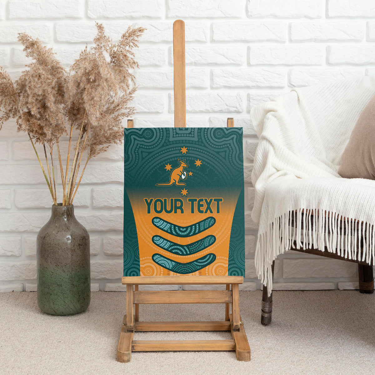Custom Wallaroos Womens Rugby Canvas Wall Art Aboriginal Dots Art