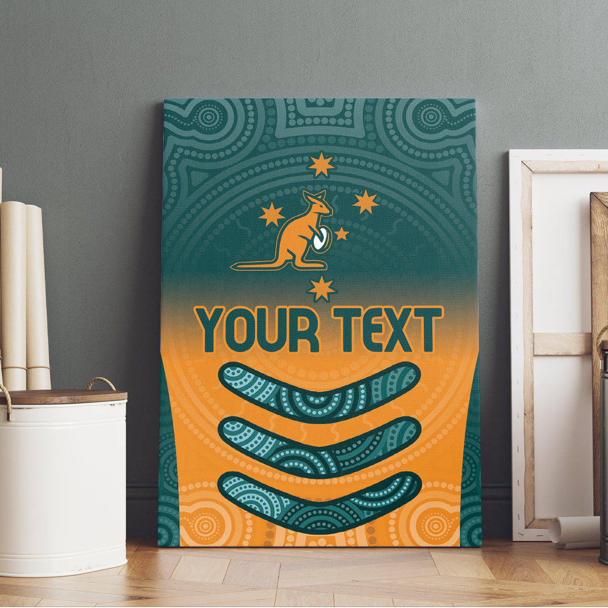 Custom Wallaroos Womens Rugby Canvas Wall Art Aboriginal Dots Art