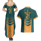Custom Wallaroos Womens Rugby Couples Matching Summer Maxi Dress and Hawaiian Shirt Aboriginal Dots Art