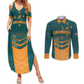 Custom Wallaroos Womens Rugby Couples Matching Summer Maxi Dress and Long Sleeve Button Shirt Aboriginal Dots Art