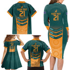 Custom Wallaroos Womens Rugby Family Matching Long Sleeve Bodycon Dress and Hawaiian Shirt Aboriginal Dots Art