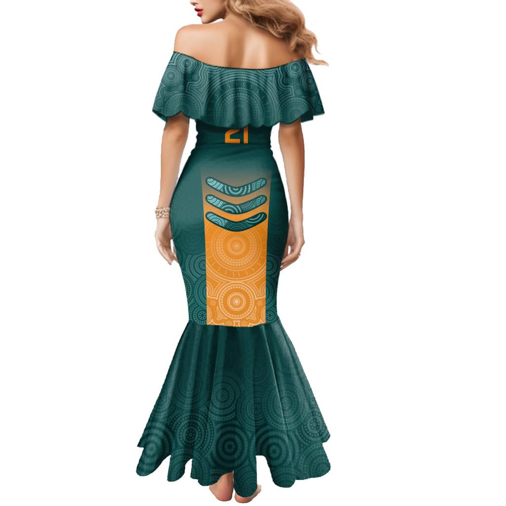Custom Wallaroos Womens Rugby Family Matching Mermaid Dress and Hawaiian Shirt Aboriginal Dots Art