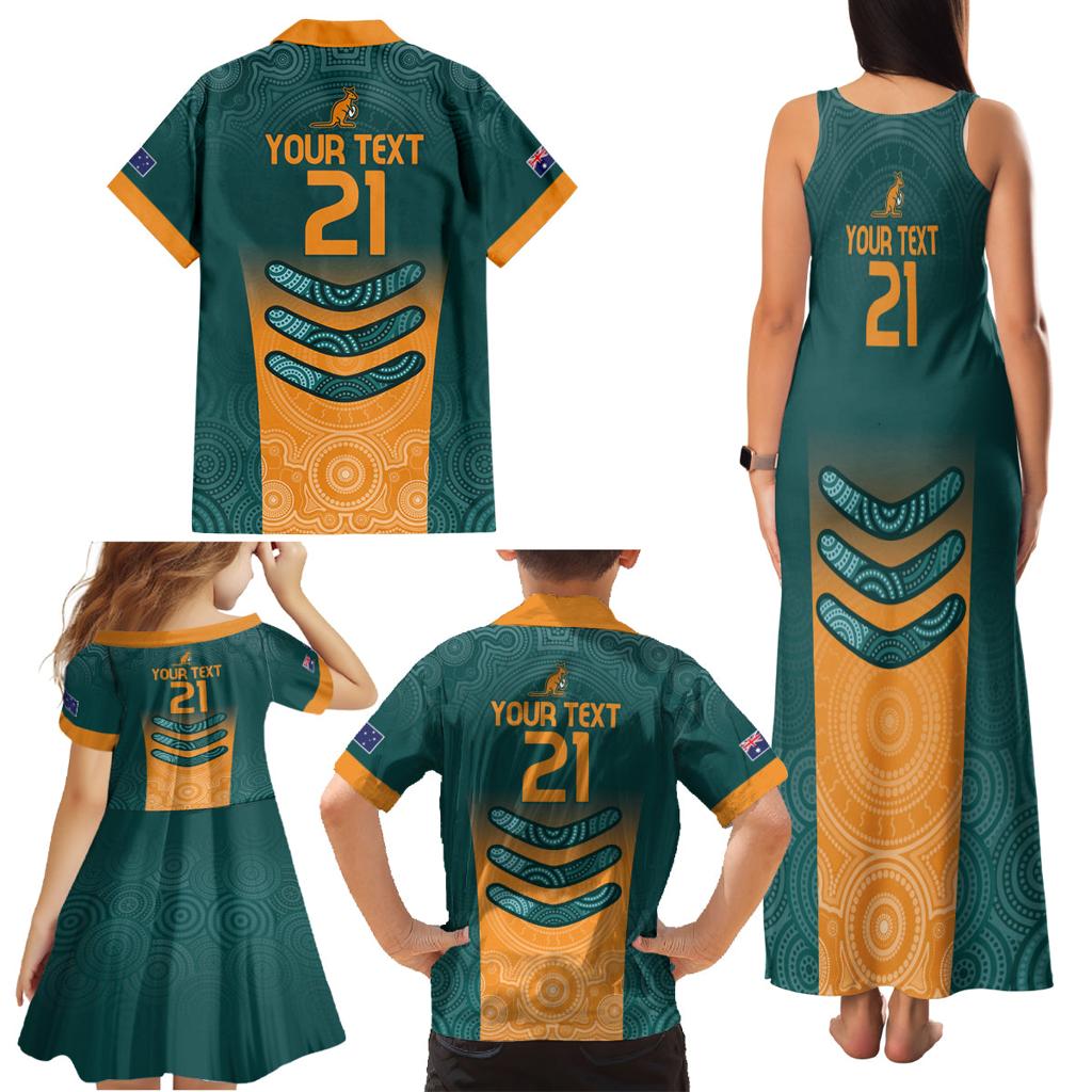 Custom Wallaroos Womens Rugby Family Matching Tank Maxi Dress and Hawaiian Shirt Aboriginal Dots Art
