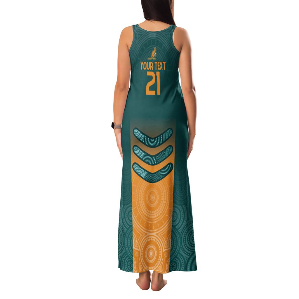 Custom Wallaroos Womens Rugby Family Matching Tank Maxi Dress and Hawaiian Shirt Aboriginal Dots Art