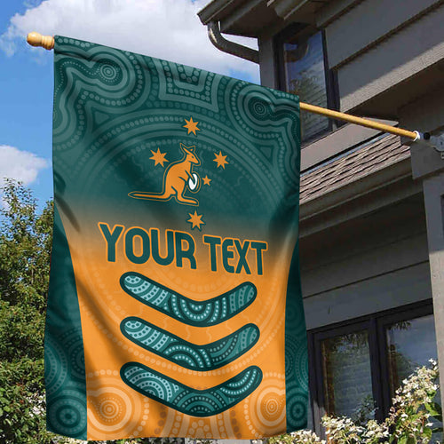 Custom Wallaroos Womens Rugby Garden Flag Aboriginal Dots Art
