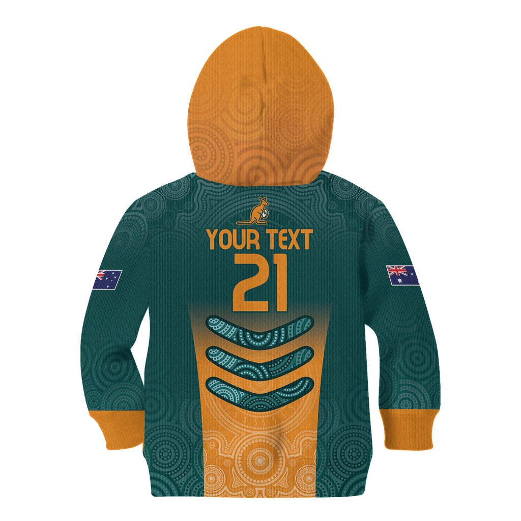 Custom Wallaroos Womens Rugby Kid Hoodie Aboriginal Dots Art