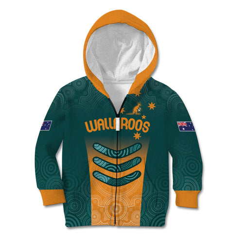 Custom Wallaroos Womens Rugby Kid Hoodie Aboriginal Dots Art