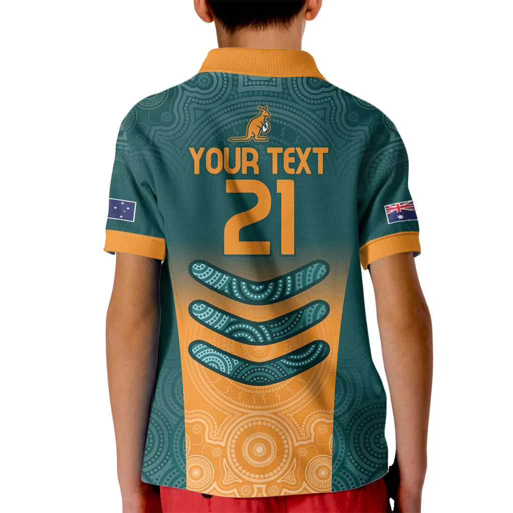 Custom Wallaroos Womens Rugby Kid Polo Shirt Aboriginal Dots Art