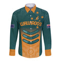 Custom Wallaroos Womens Rugby Long Sleeve Button Shirt Aboriginal Dots Art