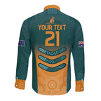 Custom Wallaroos Womens Rugby Long Sleeve Button Shirt Aboriginal Dots Art