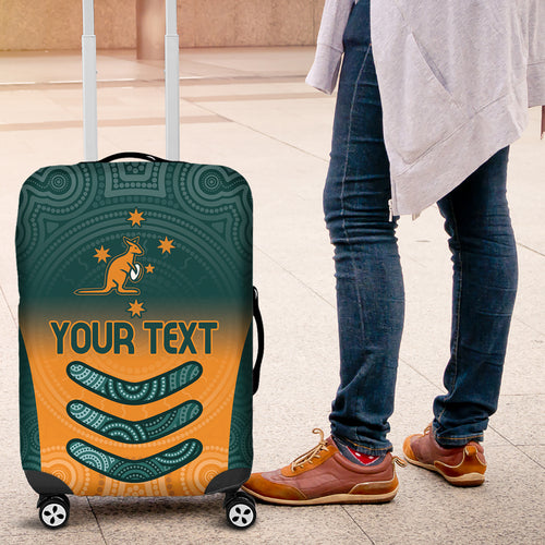 Custom Wallaroos Womens Rugby Luggage Cover Aboriginal Dots Art