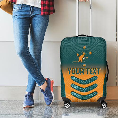Custom Wallaroos Womens Rugby Luggage Cover Aboriginal Dots Art