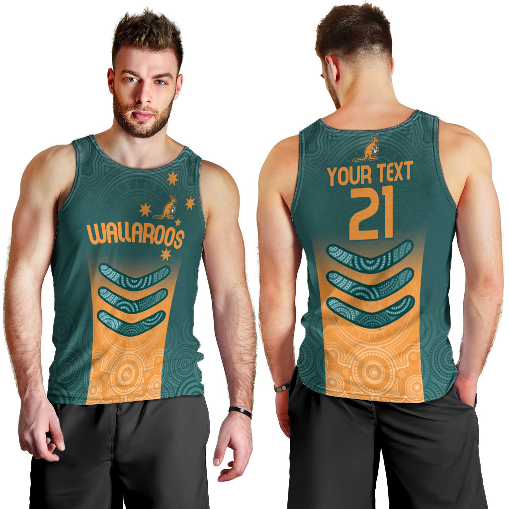 Custom Wallaroos Womens Rugby Men Tank Top Aboriginal Dots Art