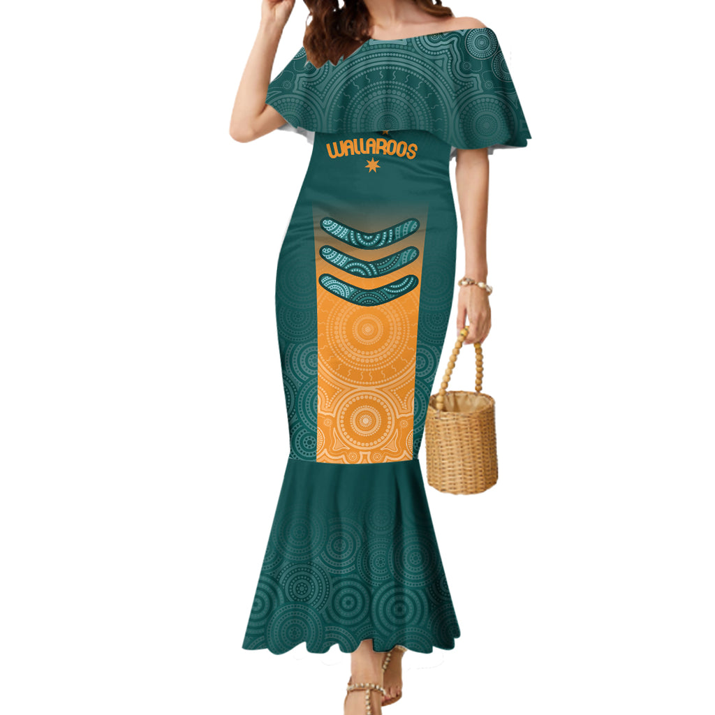 Custom Wallaroos Womens Rugby Mermaid Dress Aboriginal Dots Art