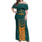Custom Wallaroos Womens Rugby Off Shoulder Maxi Dress Aboriginal Dots Art