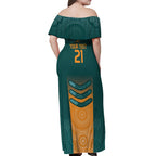 Custom Wallaroos Womens Rugby Off Shoulder Maxi Dress Aboriginal Dots Art