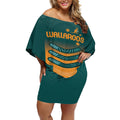 Custom Wallaroos Womens Rugby Off Shoulder Short Dress Aboriginal Dots Art