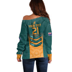 Custom Wallaroos Womens Rugby Off Shoulder Sweater Aboriginal Dots Art