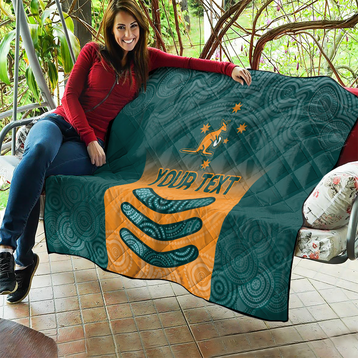 Custom Wallaroos Womens Rugby Quilt Aboriginal Dots Art