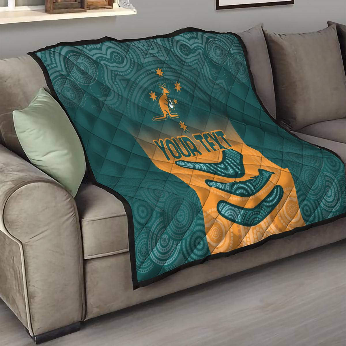 Custom Wallaroos Womens Rugby Quilt Aboriginal Dots Art