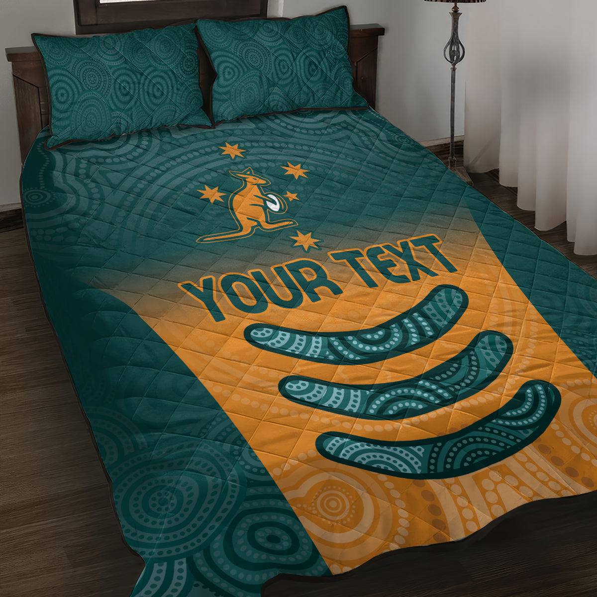Custom Wallaroos Womens Rugby Quilt Bed Set Aboriginal Dots Art
