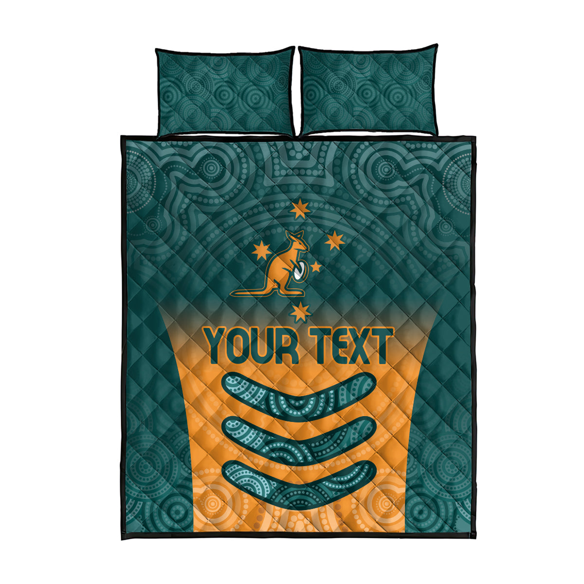 Custom Wallaroos Womens Rugby Quilt Bed Set Aboriginal Dots Art