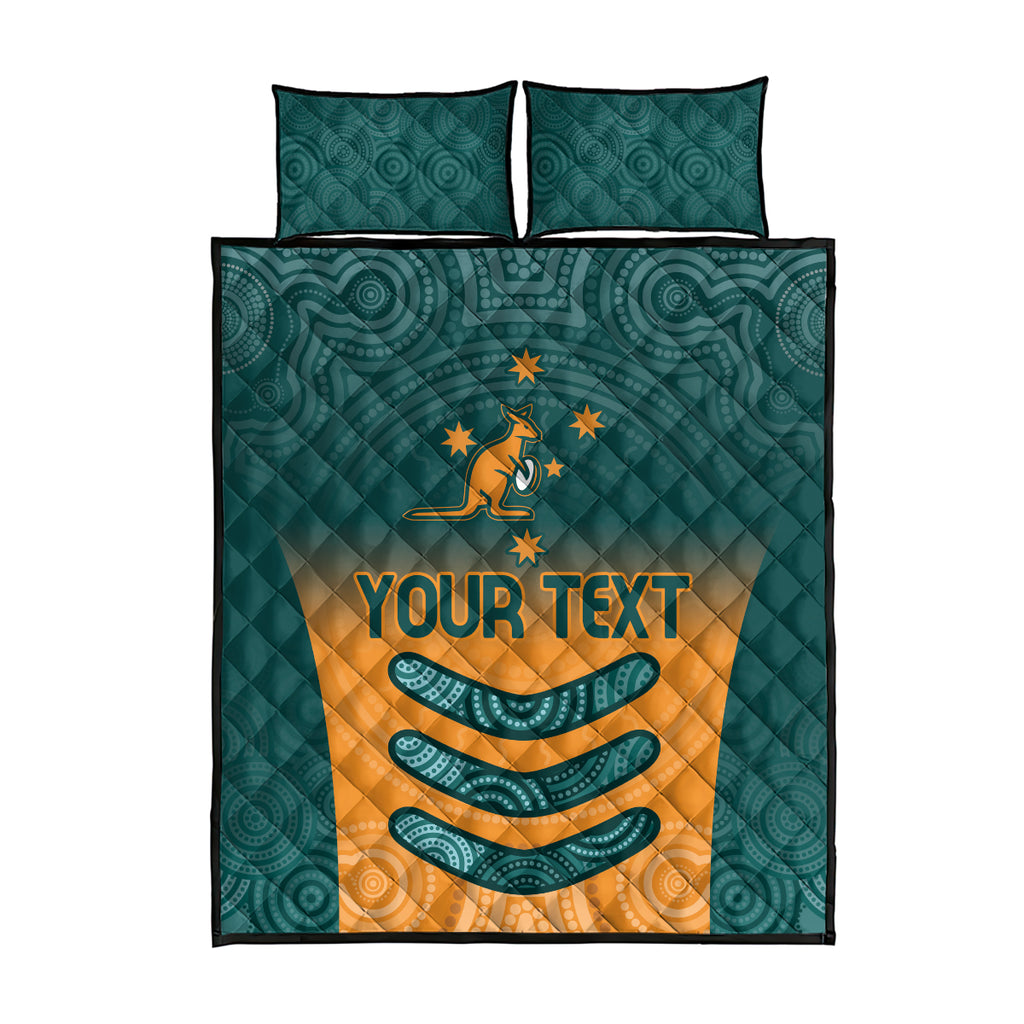 Custom Wallaroos Womens Rugby Quilt Bed Set Aboriginal Dots Art