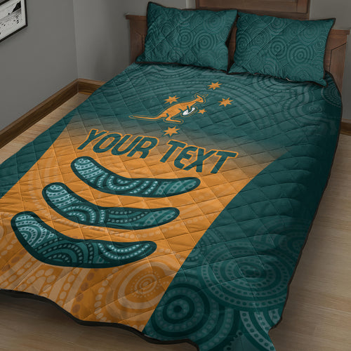 Custom Wallaroos Womens Rugby Quilt Bed Set Aboriginal Dots Art