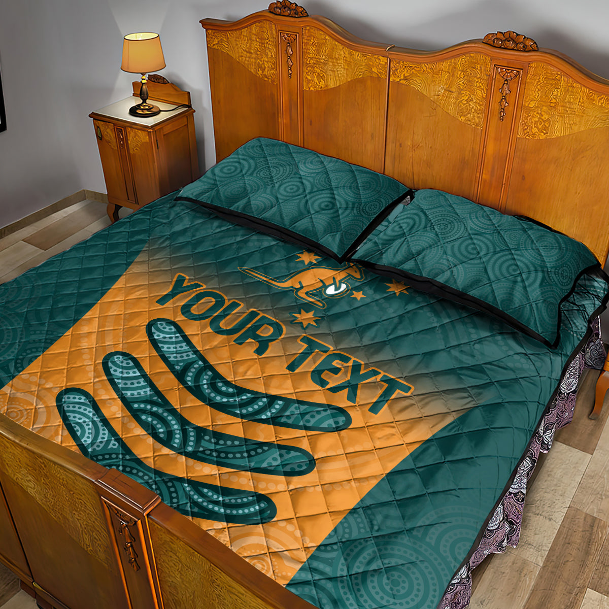 Custom Wallaroos Womens Rugby Quilt Bed Set Aboriginal Dots Art