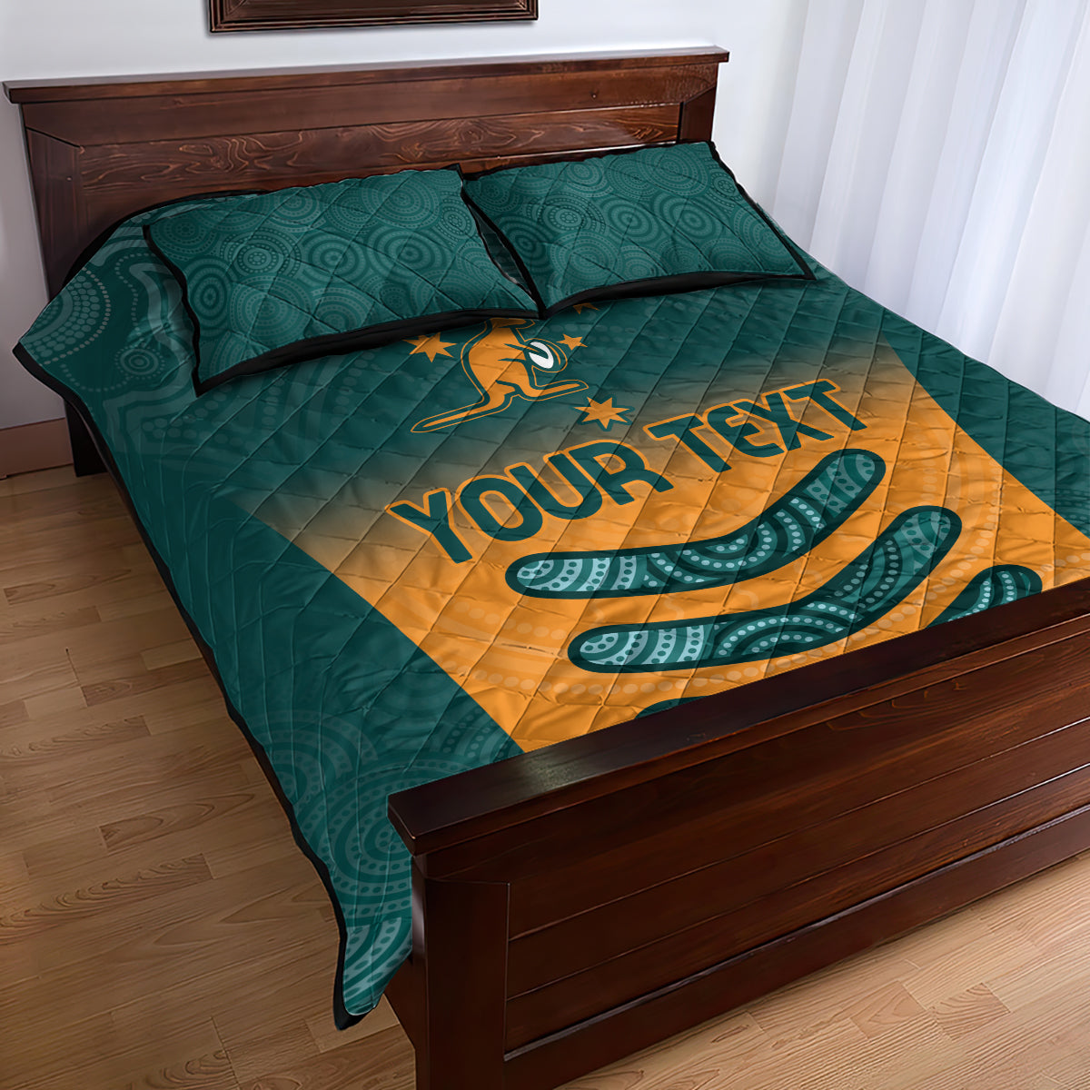 Custom Wallaroos Womens Rugby Quilt Bed Set Aboriginal Dots Art
