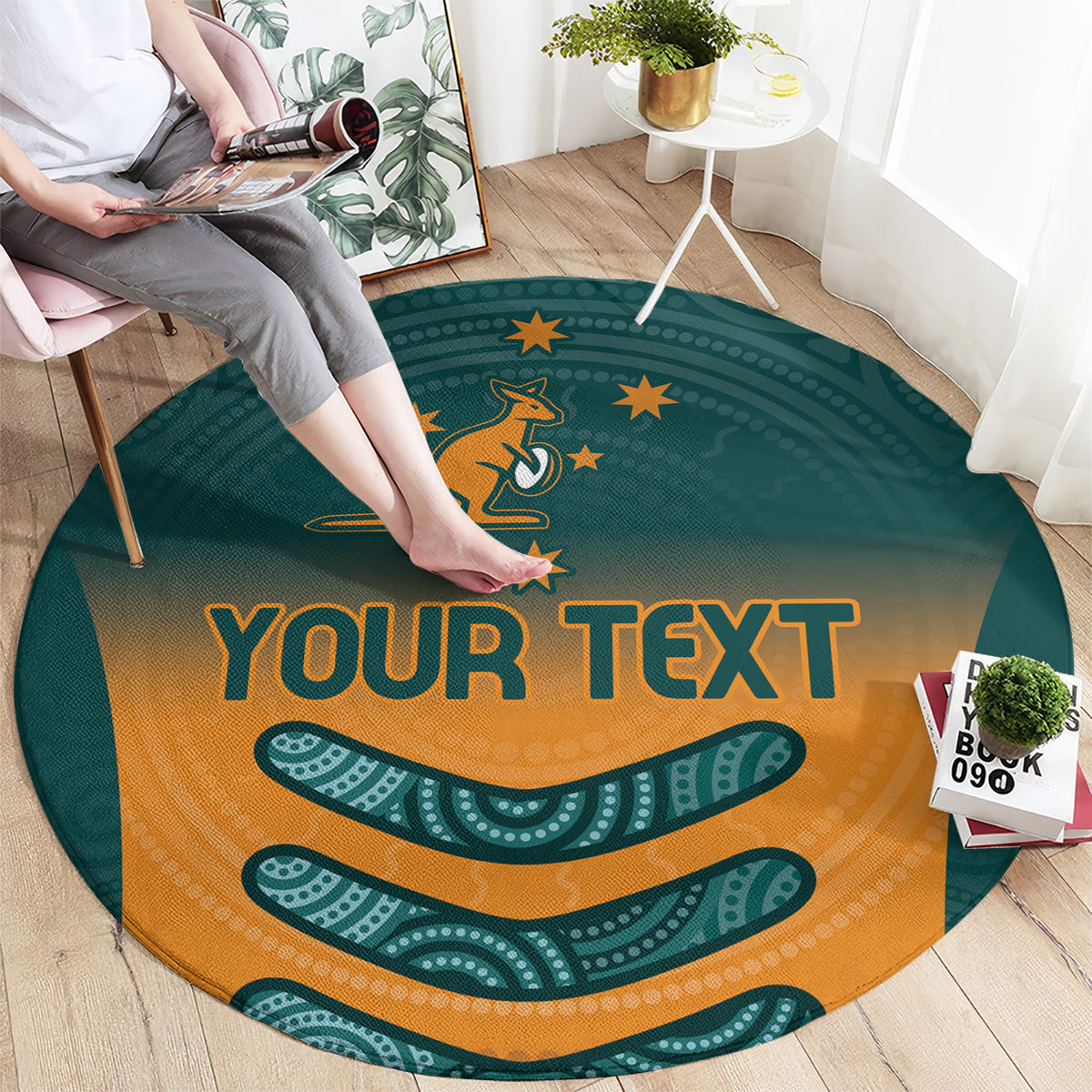 Custom Wallaroos Womens Rugby Round Carpet Aboriginal Dots Art