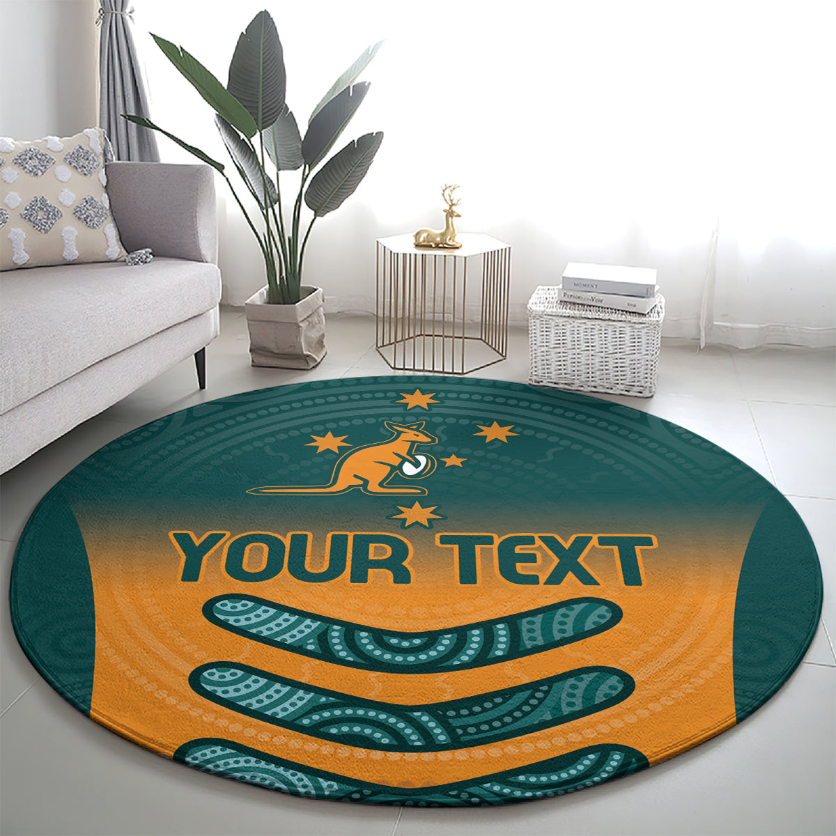 Custom Wallaroos Womens Rugby Round Carpet Aboriginal Dots Art
