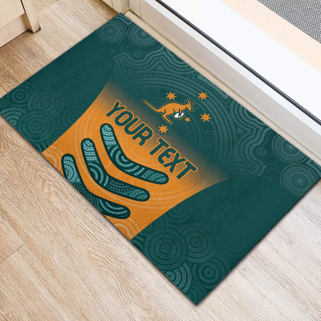 Custom Wallaroos Womens Rugby Rubber Doormat Aboriginal Dots Art