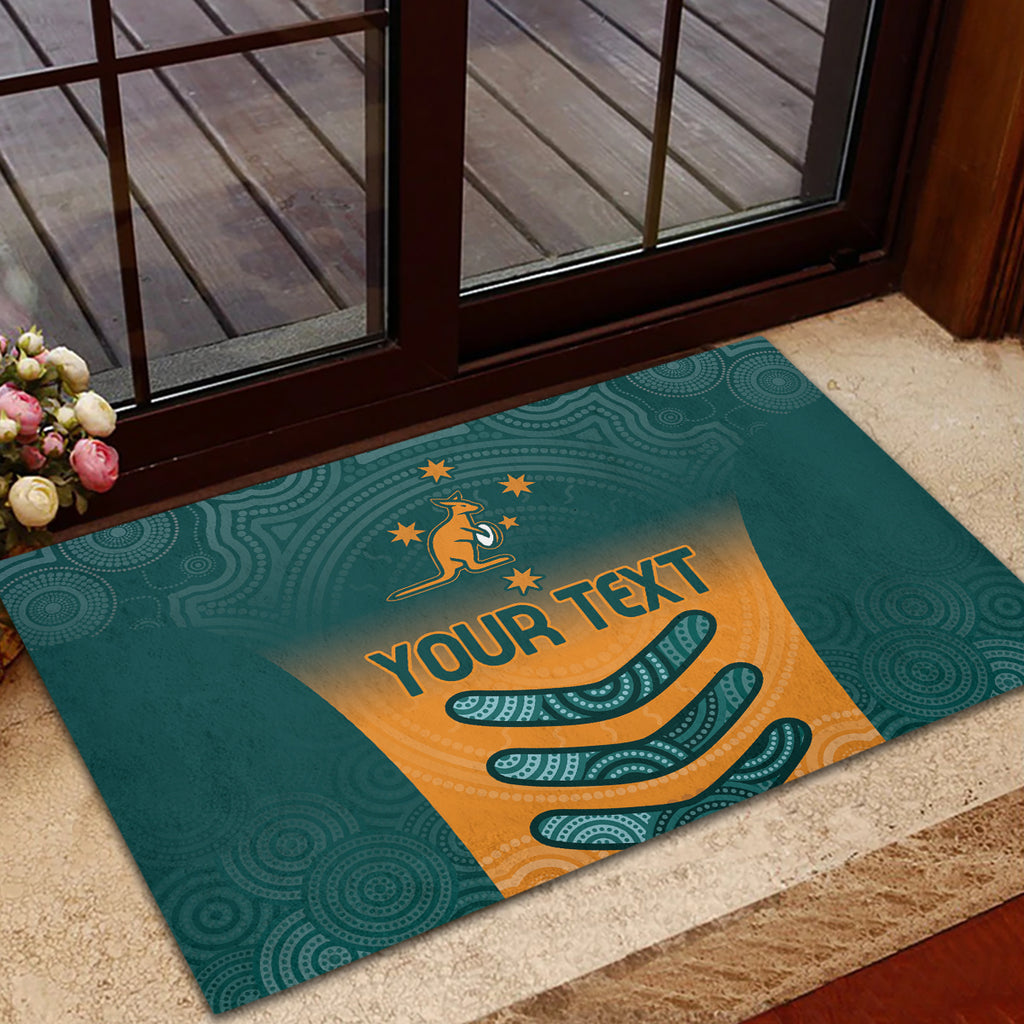 Custom Wallaroos Womens Rugby Rubber Doormat Aboriginal Dots Art
