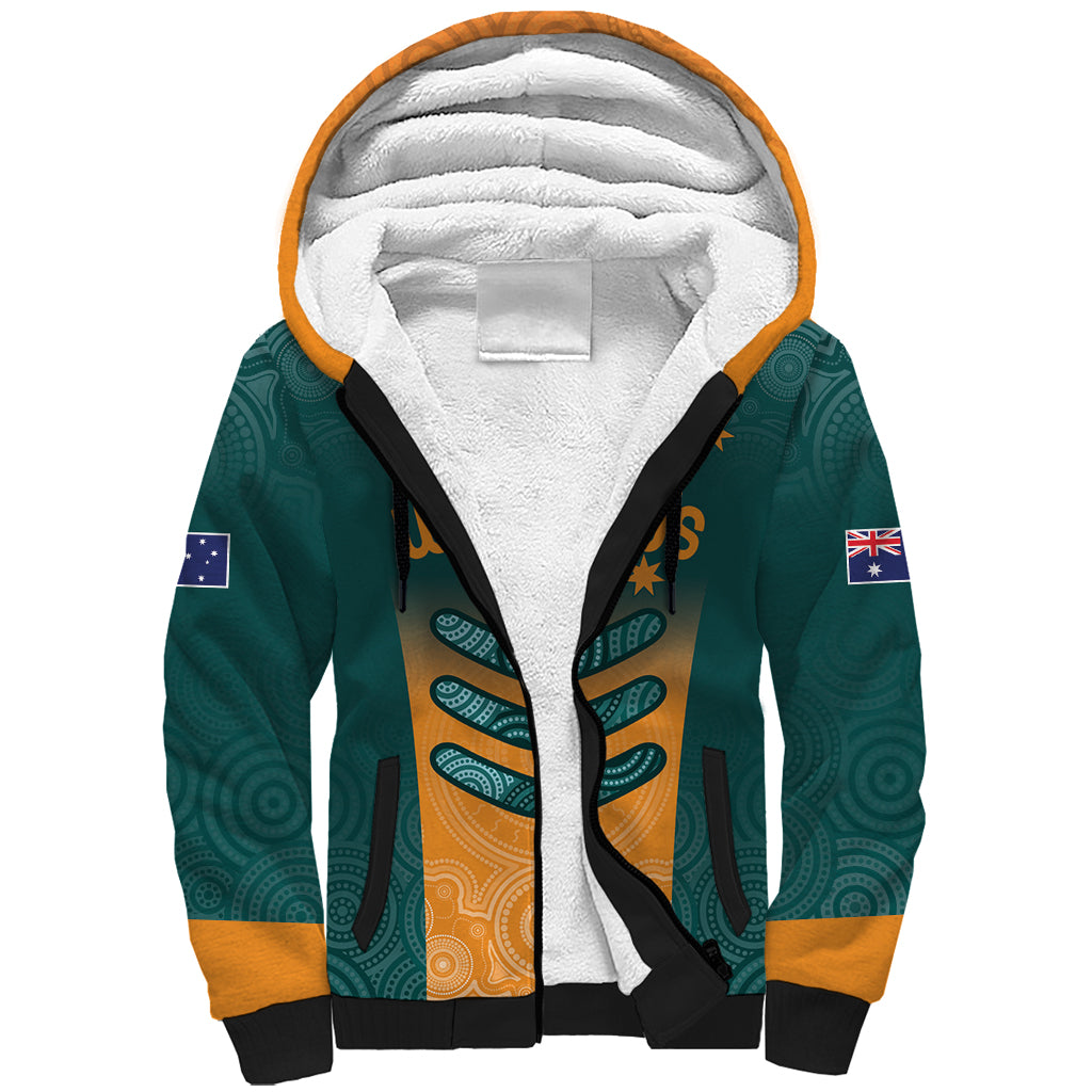 Custom Wallaroos Womens Rugby Sherpa Hoodie Aboriginal Dots Art