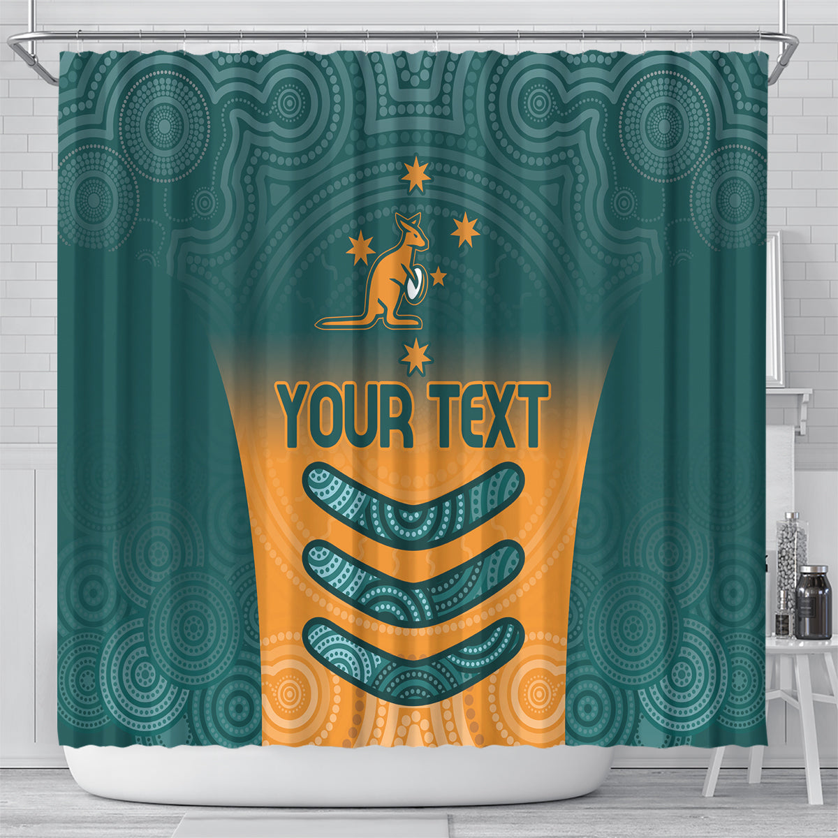 Custom Wallaroos Womens Rugby Shower Curtain Aboriginal Dots Art