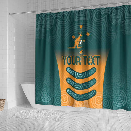 Custom Wallaroos Womens Rugby Shower Curtain Aboriginal Dots Art