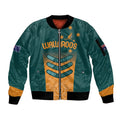 Custom Wallaroos Womens Rugby Sleeve Zip Bomber Jacket Aboriginal Dots Art