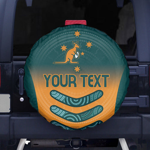 Custom Wallaroos Womens Rugby Spare Tire Cover Aboriginal Dots Art