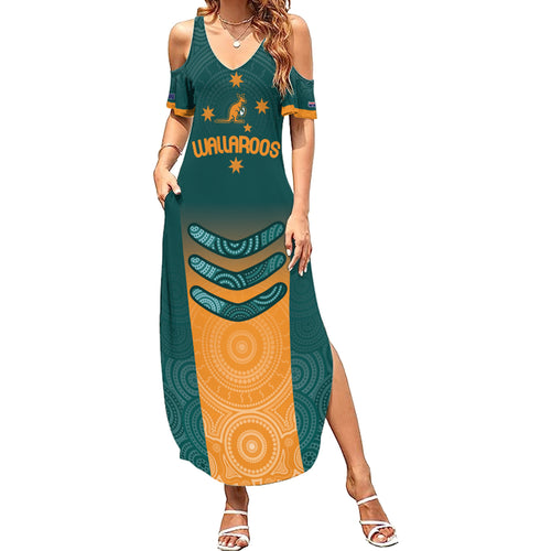 Custom Wallaroos Womens Rugby Summer Maxi Dress Aboriginal Dots Art