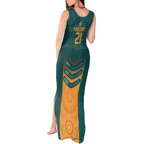 Custom Wallaroos Womens Rugby Tank Maxi Dress Aboriginal Dots Art