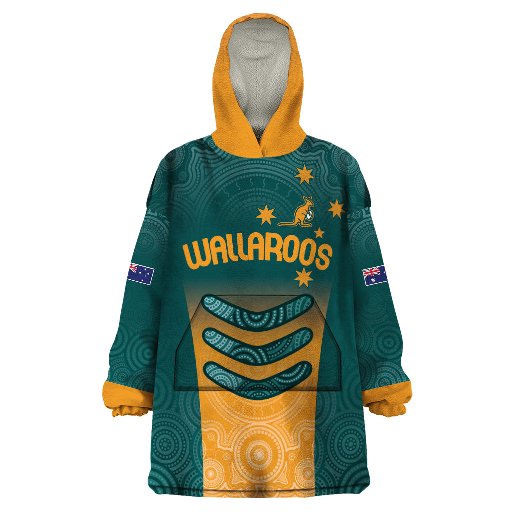 Custom Wallaroos Womens Rugby Wearable Blanket Hoodie Aboriginal Dots Art