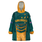 Custom Wallaroos Womens Rugby Wearable Blanket Hoodie Aboriginal Dots Art