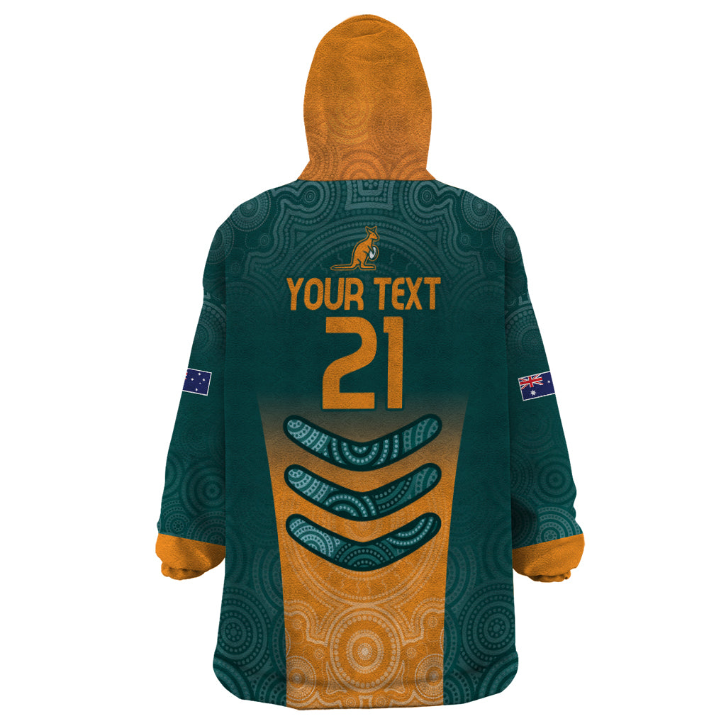 Custom Wallaroos Womens Rugby Wearable Blanket Hoodie Aboriginal Dots Art