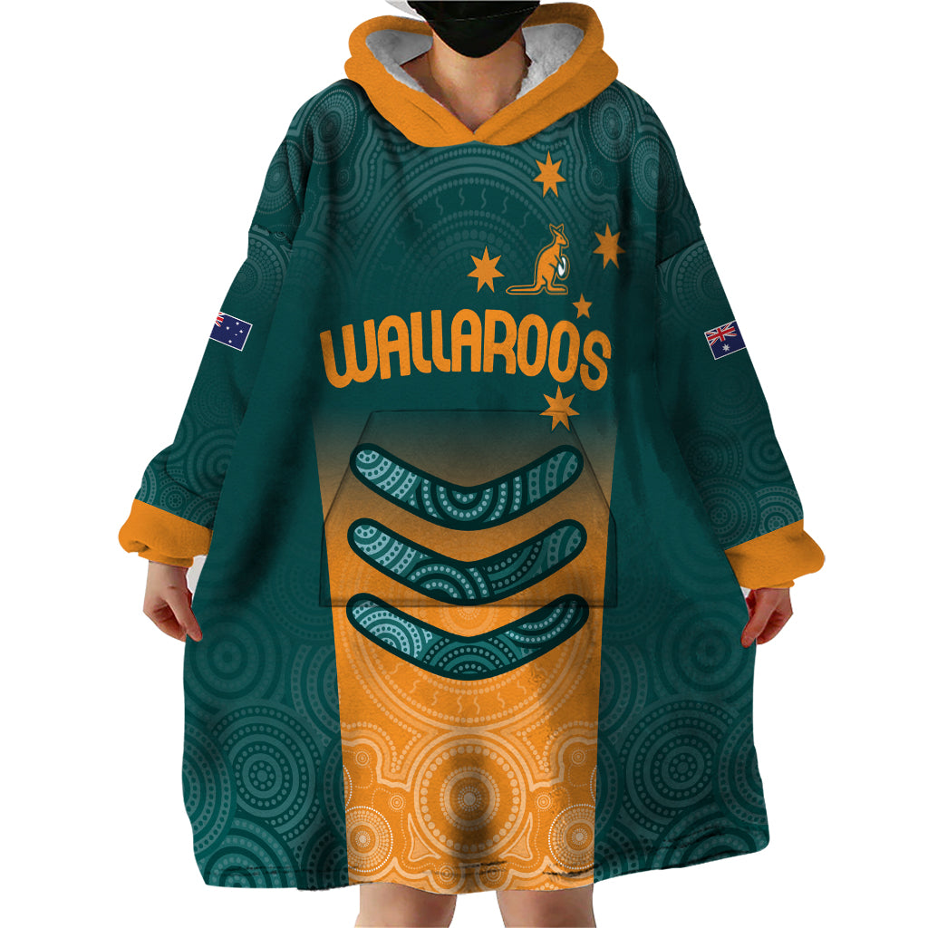 Custom Wallaroos Womens Rugby Wearable Blanket Hoodie Aboriginal Dots Art
