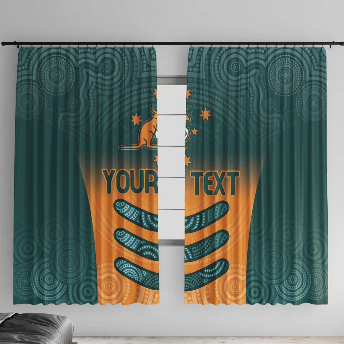 Custom Wallaroos Womens Rugby Window Curtain Aboriginal Dots Art