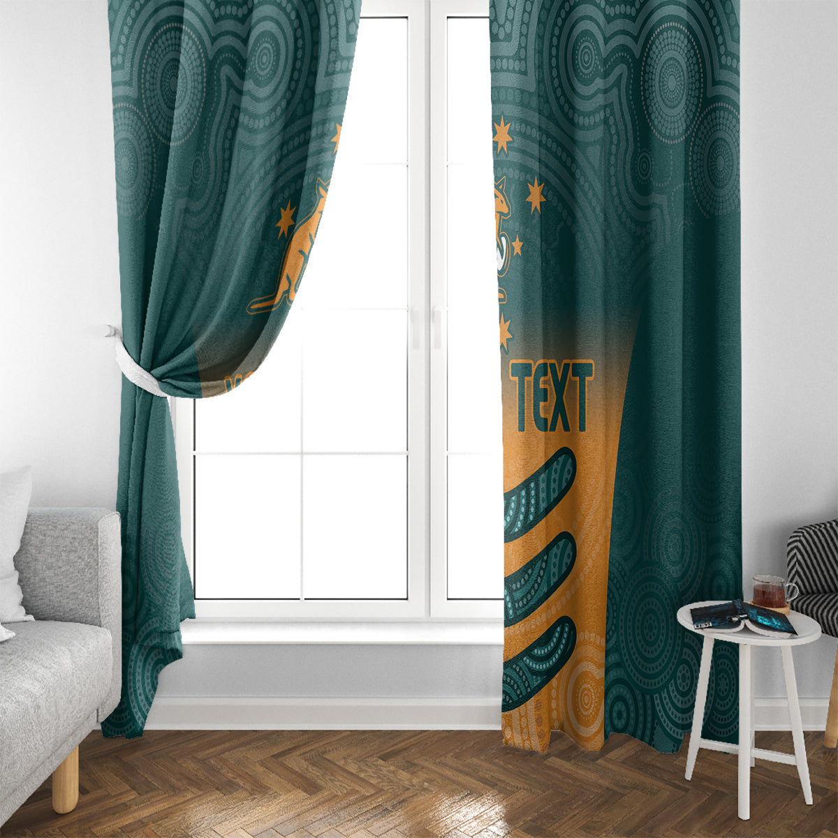 Custom Wallaroos Womens Rugby Window Curtain Aboriginal Dots Art
