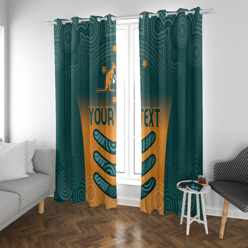 Custom Wallaroos Womens Rugby Window Curtain Aboriginal Dots Art