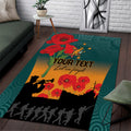 Custom Wallaroos Rugby ANZAC Area Rug Poppy Soldier With Aboriginal Dots Art
