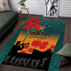 Custom Wallaroos Rugby ANZAC Area Rug Poppy Soldier With Aboriginal Dots Art